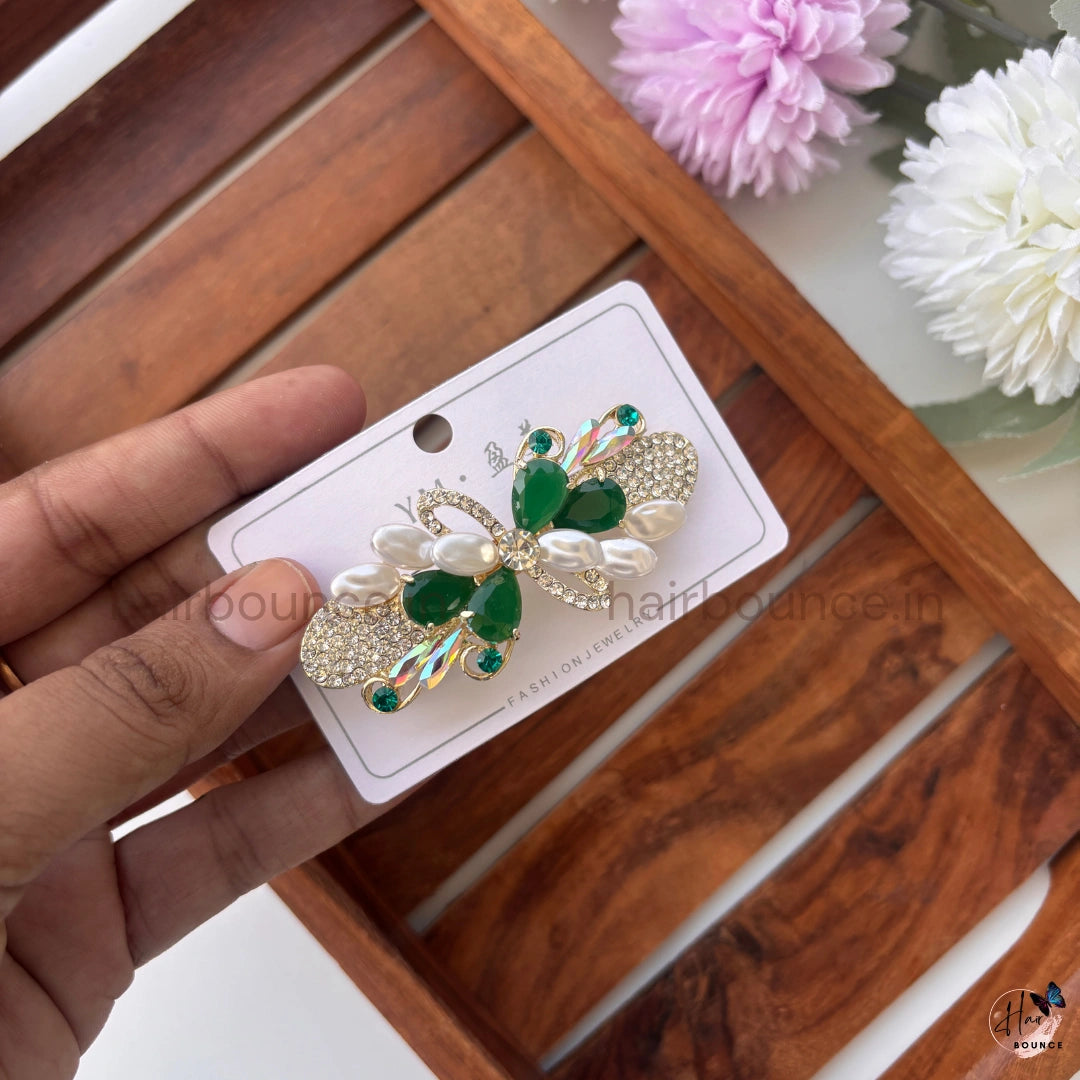 Pearl Bloom Crystal Hair Barrette – Floral Rhinestone