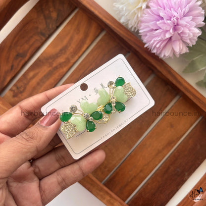 Crystal Heart Butterfly Center Hair Clip