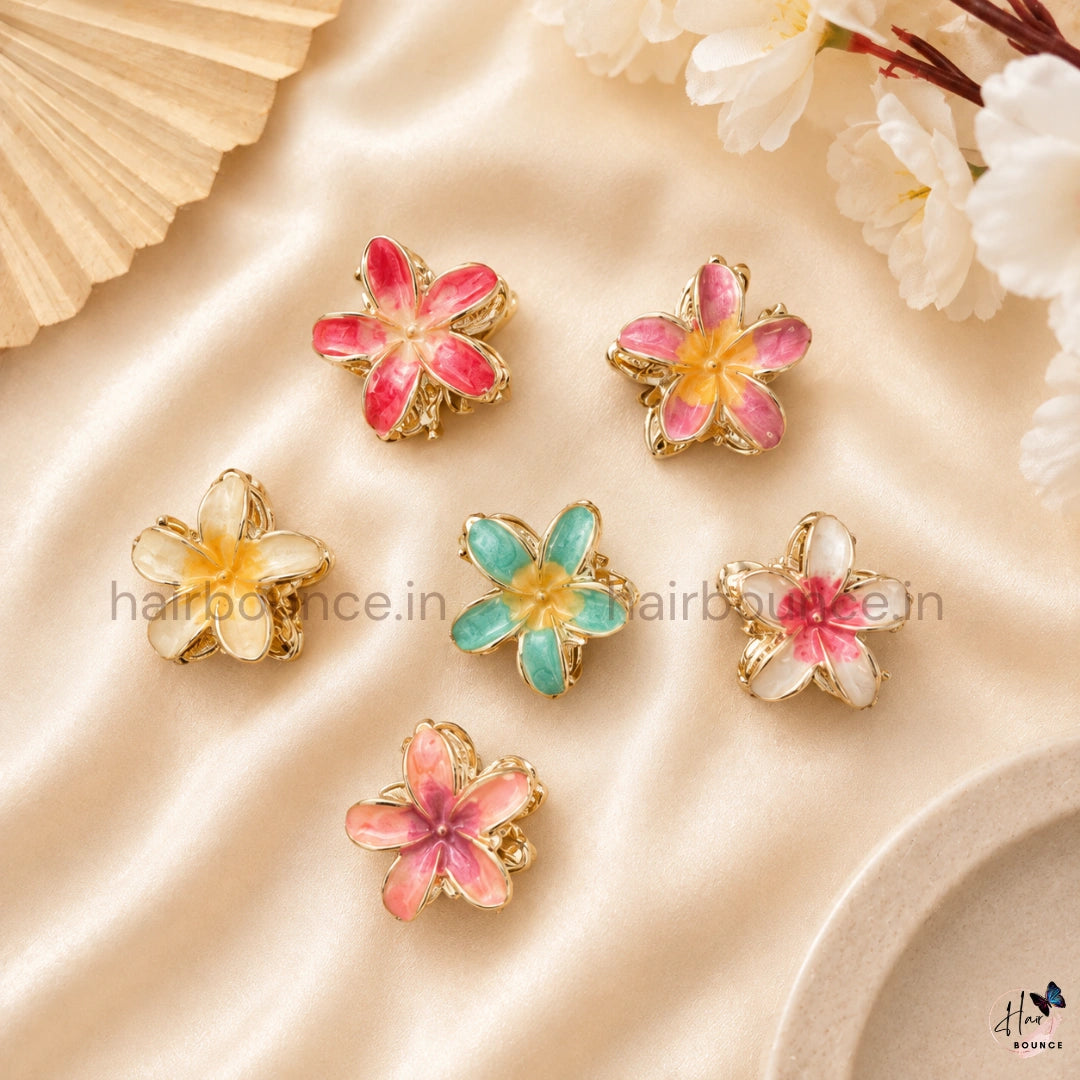 Tropical Bloom Metal Floral Hair Claw - Mini