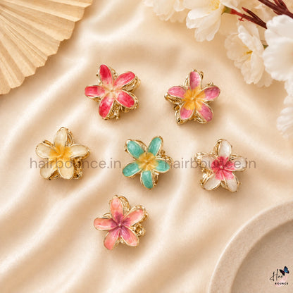 Tropical Bloom Metal Floral Hair Claw - Mini
