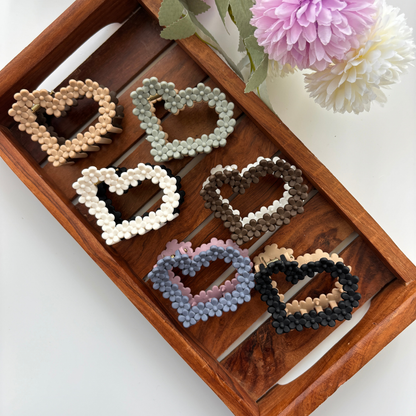 Dual Colour Flower Heart Hair Claw - Medium