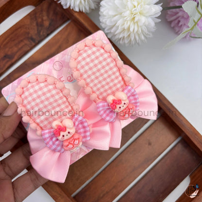 Bunny Blossom Bow Snap Hair Clip Set – Pack of 2