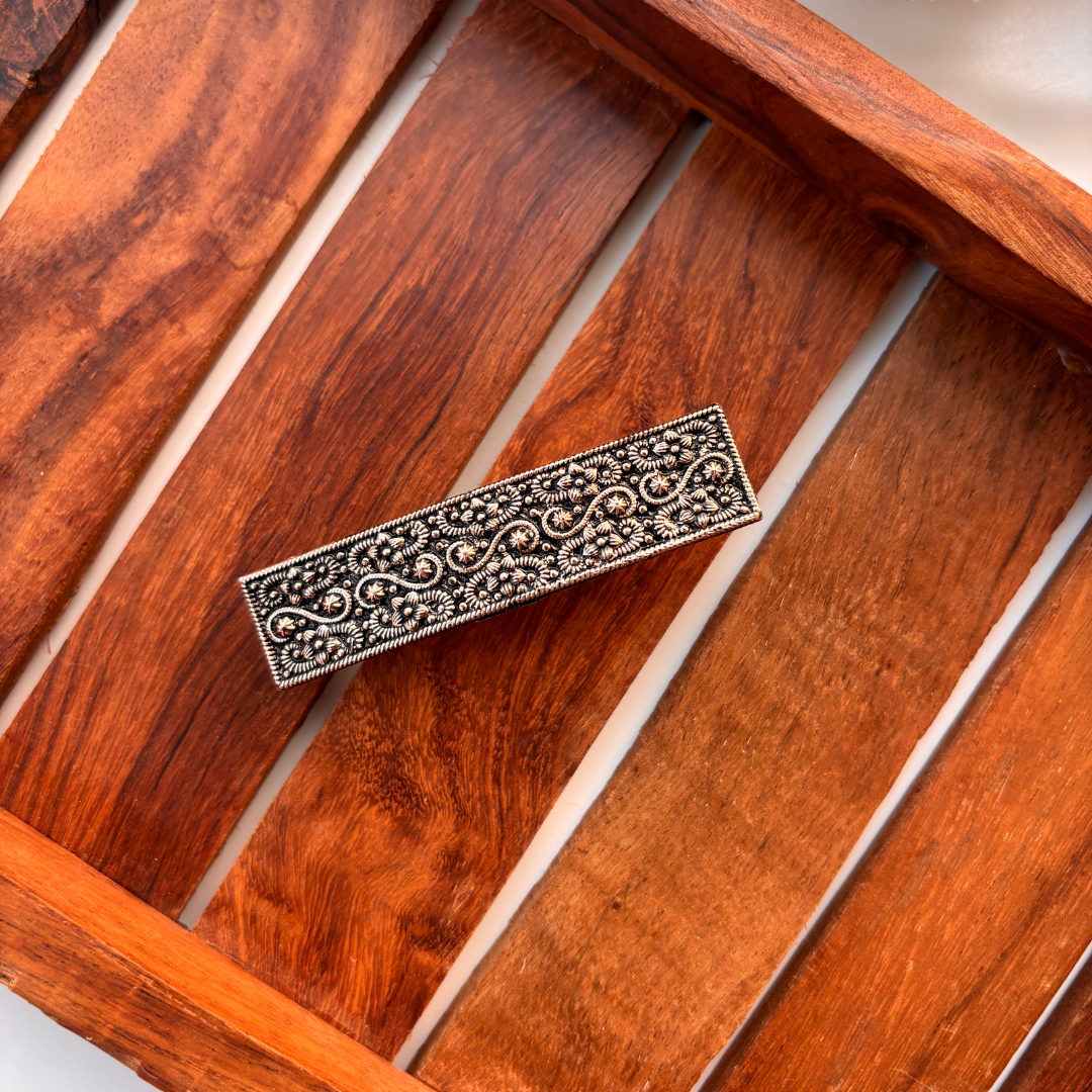 Antique Floral Engraved Hair Clip