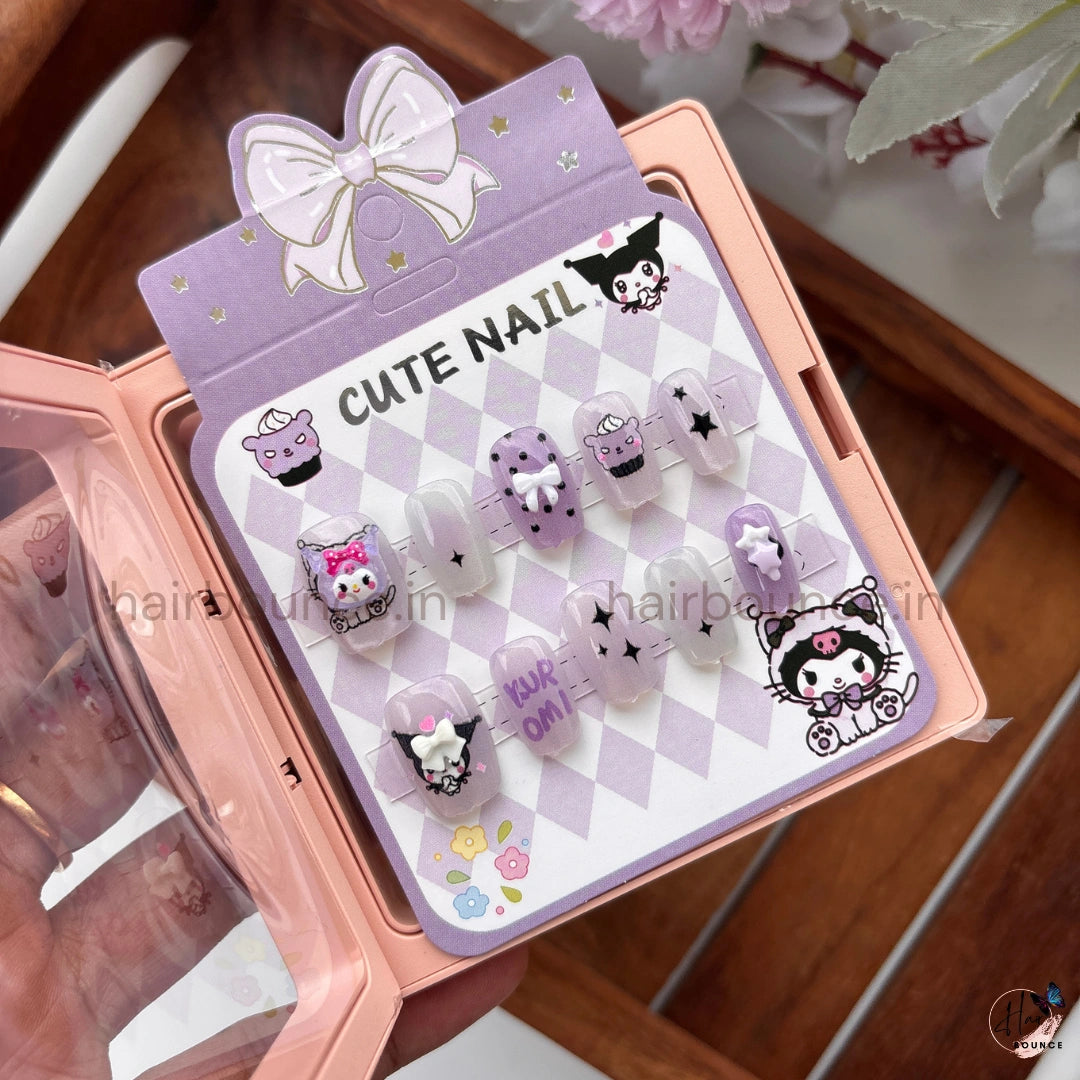Cute Cartoon Kids Press-On Nail Set – Reusable Fake Nails (Character Designs)