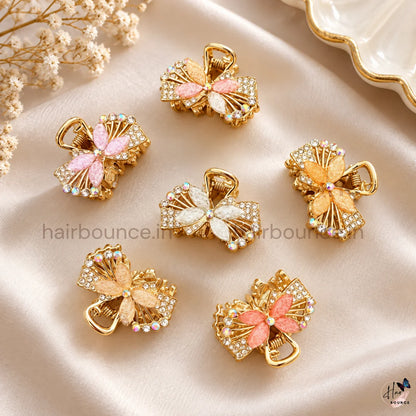 Crystal Petal Mini Hair Claw Clips – Pack of 6