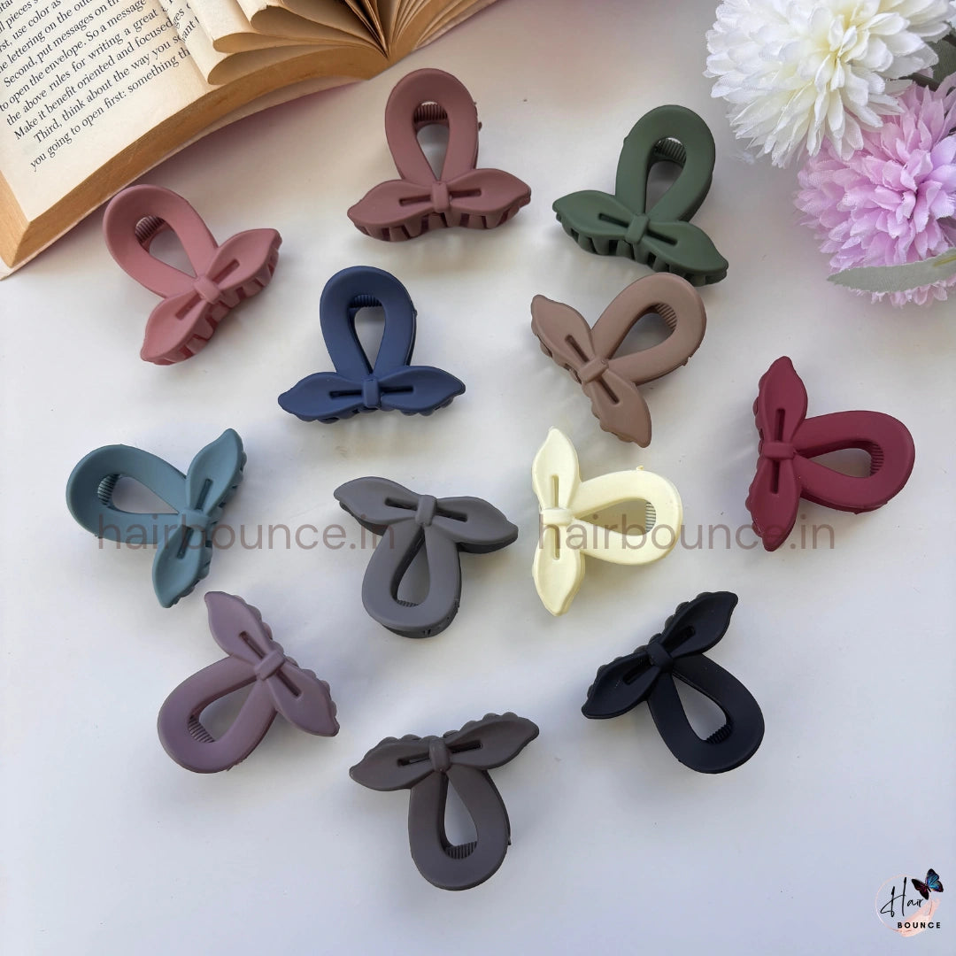 Butterfly Bow Hair Claw – Pack of 2 (Assorted Colors) Medium