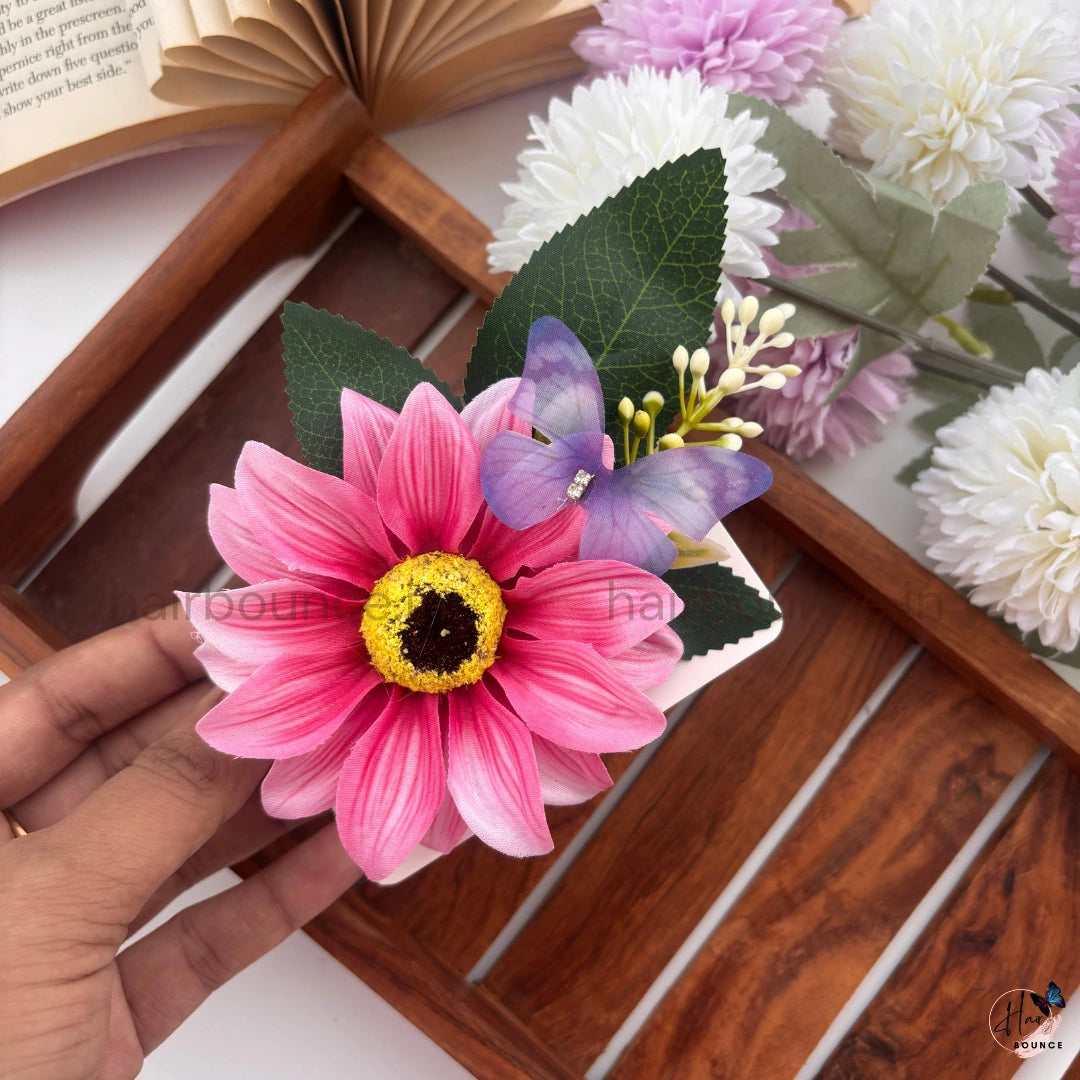 Sunflower Bloom Floral Alligator Clip