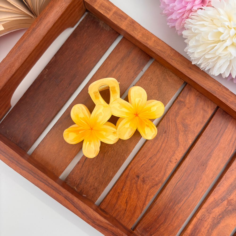 Shinny Lilly Double Flower Hair Claw - Large