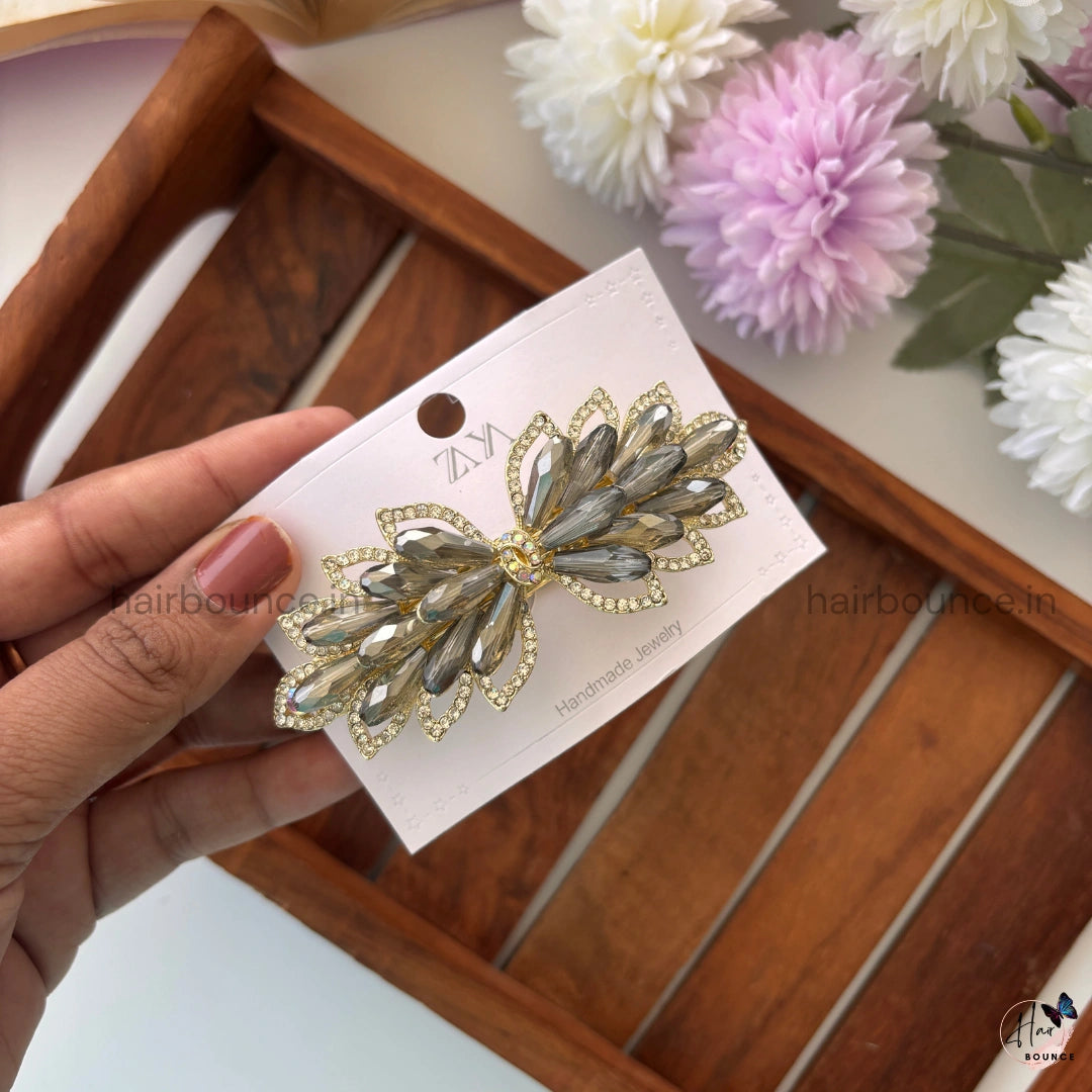 Aurora Petal Crystal Bar Clip