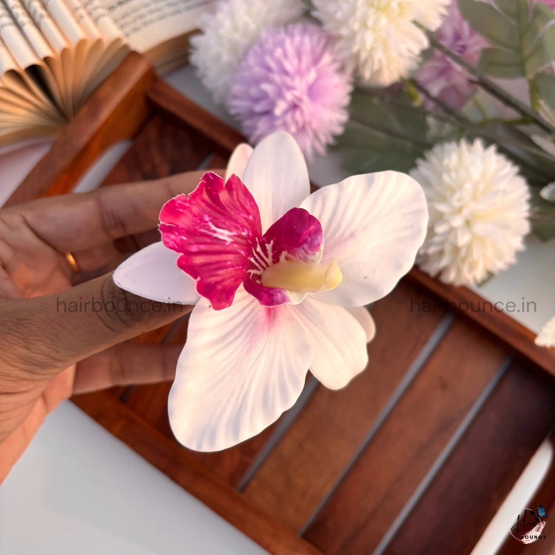 Elegant Orchid Bloom Hair Claw - Large