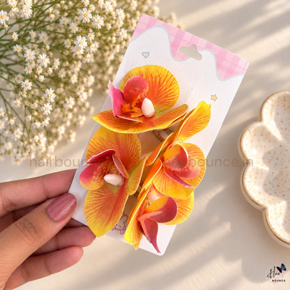Tropical Orchid Flower Hair Clips – Pack of 2
