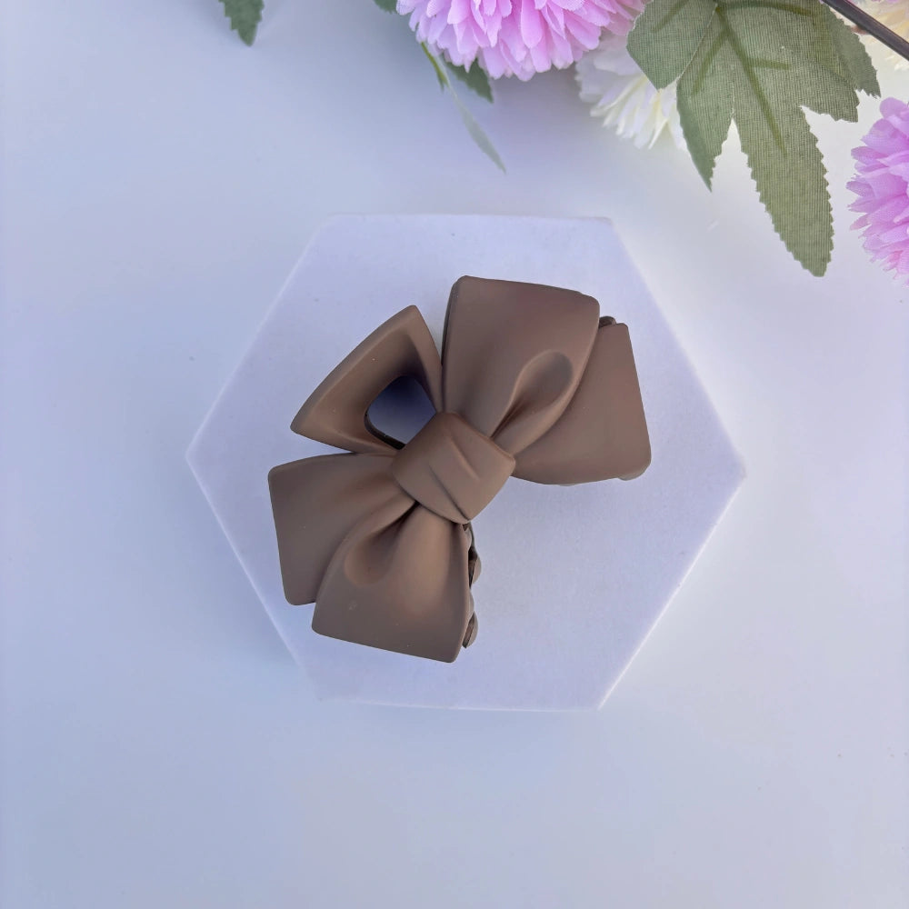 Nude Shades Bow Hair Claw - Large