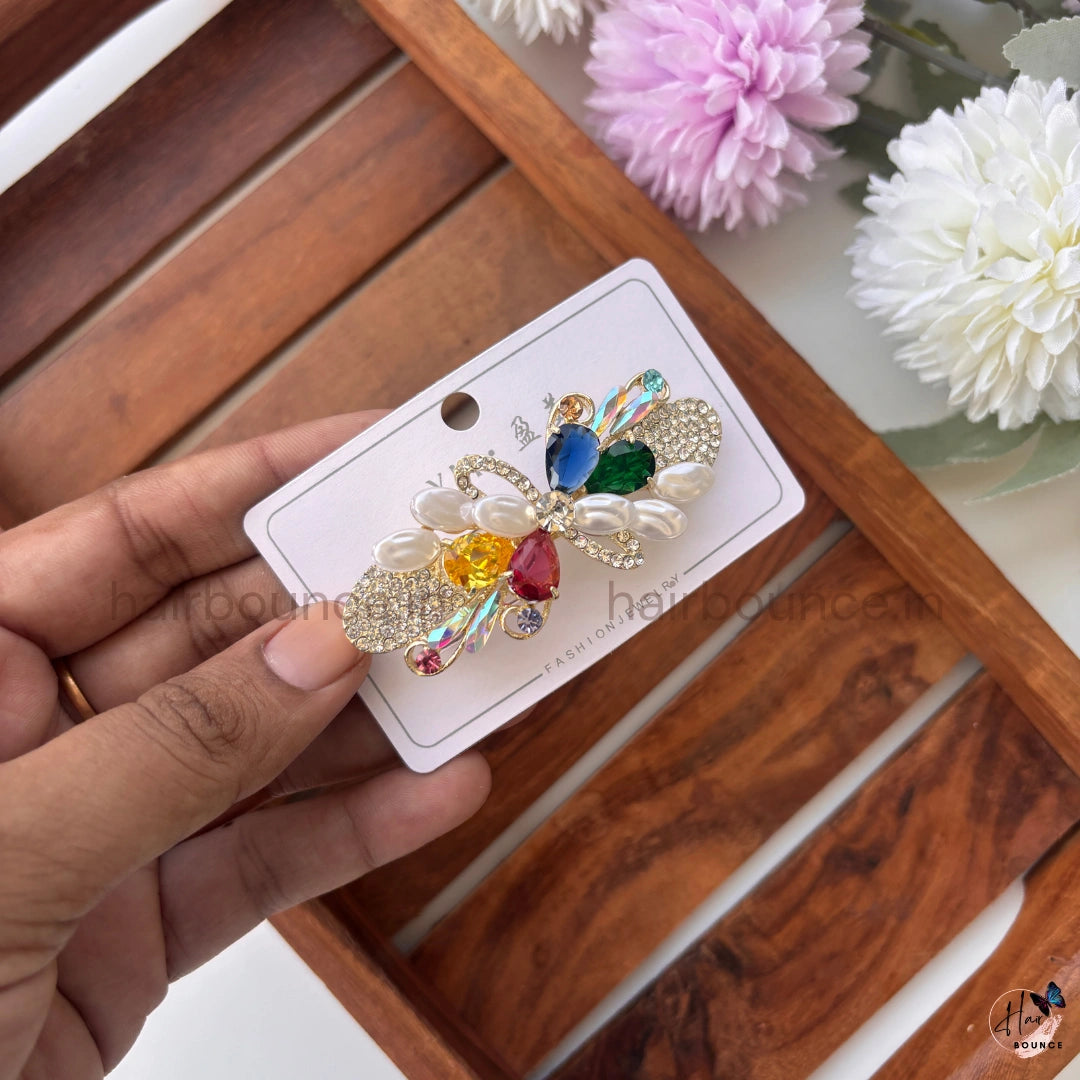 Pearl Bloom Crystal Hair Barrette – Floral Rhinestone