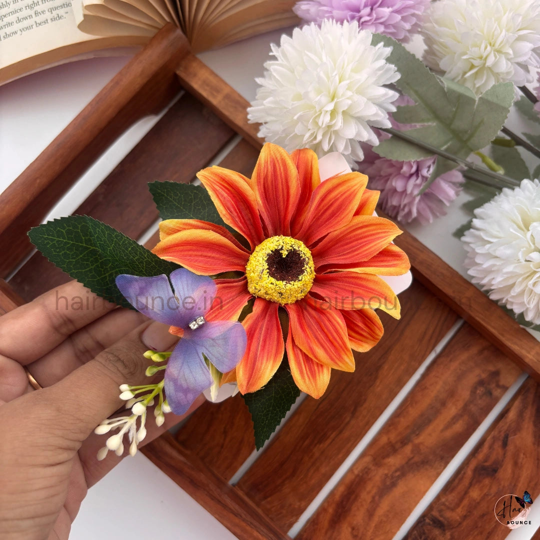 Sunflower Bloom Floral Alligator Clip