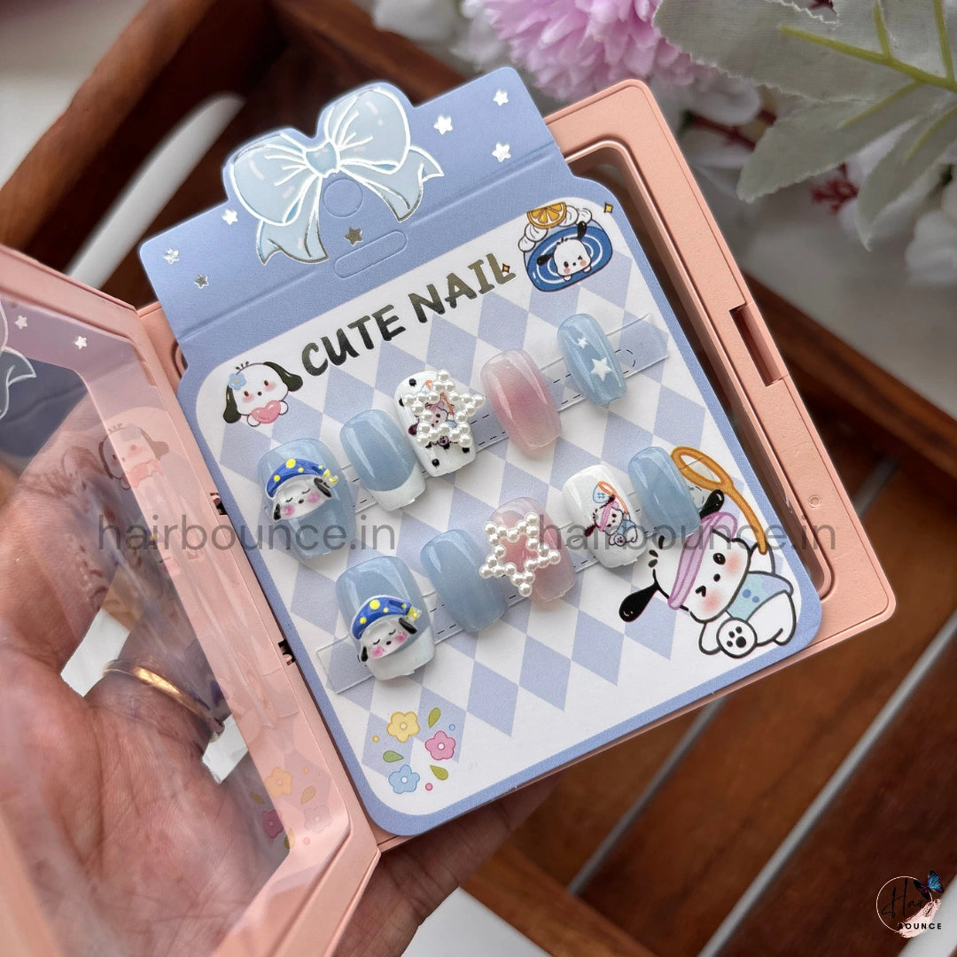 Cute Cartoon Kids Press-On Nail Set – Reusable Fake Nails (Character Designs)