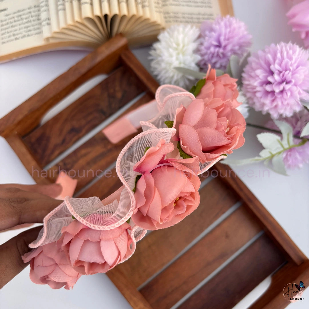 Rosé Bloom Floral Headband for Girls – Elegant Flower Hair Band