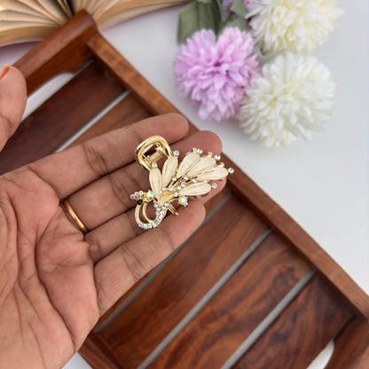 Premium Metal Peacock Hair Claw - Medium