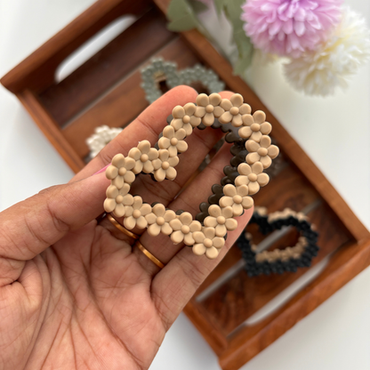 Dual Colour Flower Heart Hair Claw - Medium