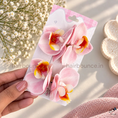 Tropical Orchid Flower Hair Clips – Pack of 2