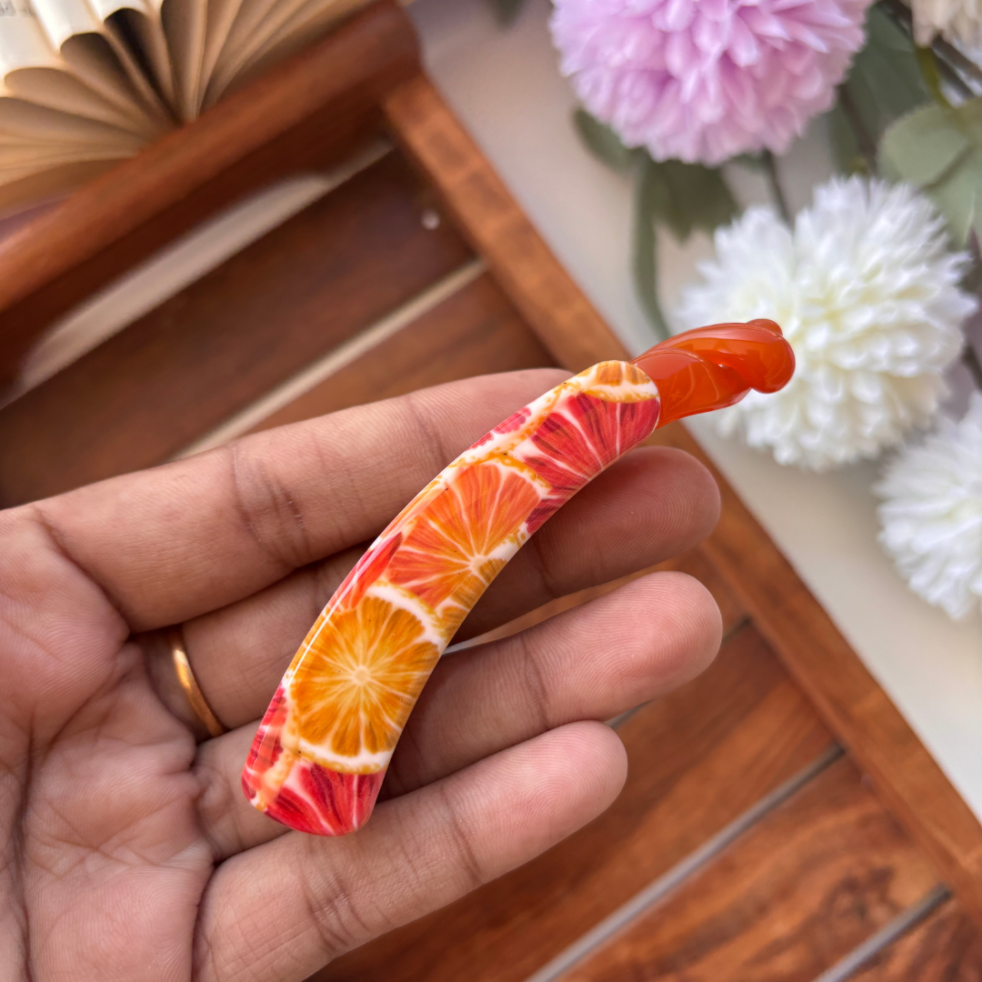 Fruits Printed Banana Clip - Medium