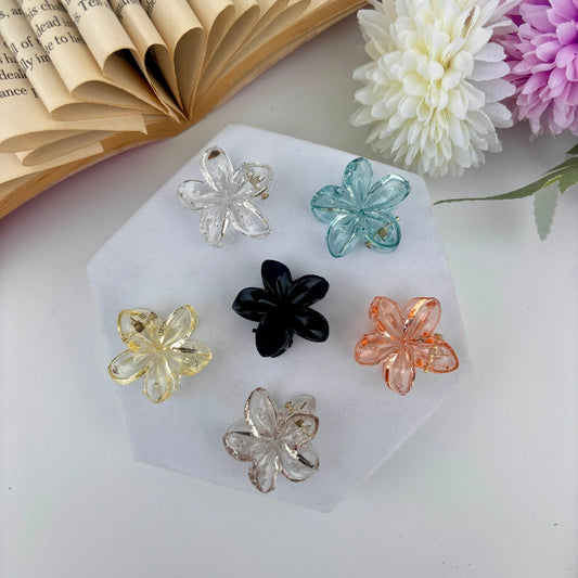 Mini Glassy Flower Hair Claw