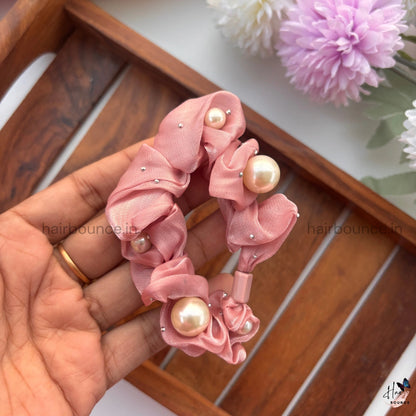 Pearl Cloud Scrunchie – Soft Organza Hair Ties