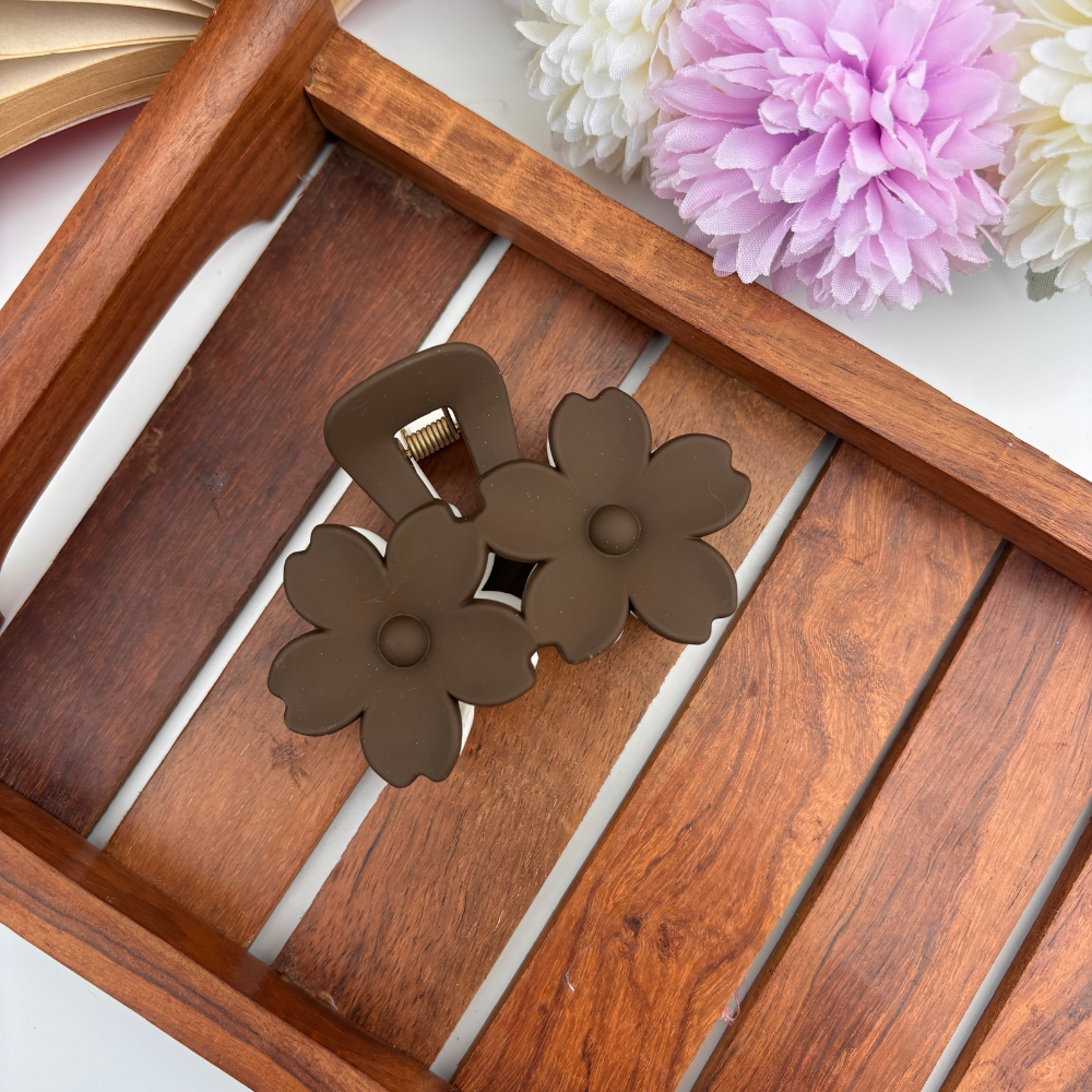 Dual Colour Twin Blossom Hair Claw - Large