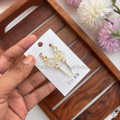 Premium Crystal Floral Drop Hair Pins
