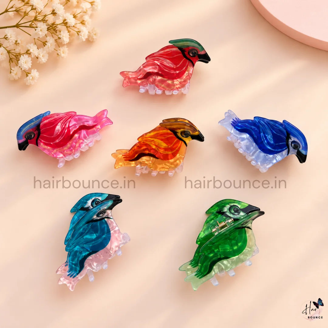 Colourful Cardinal Bird Hair Claw Clip – Medium