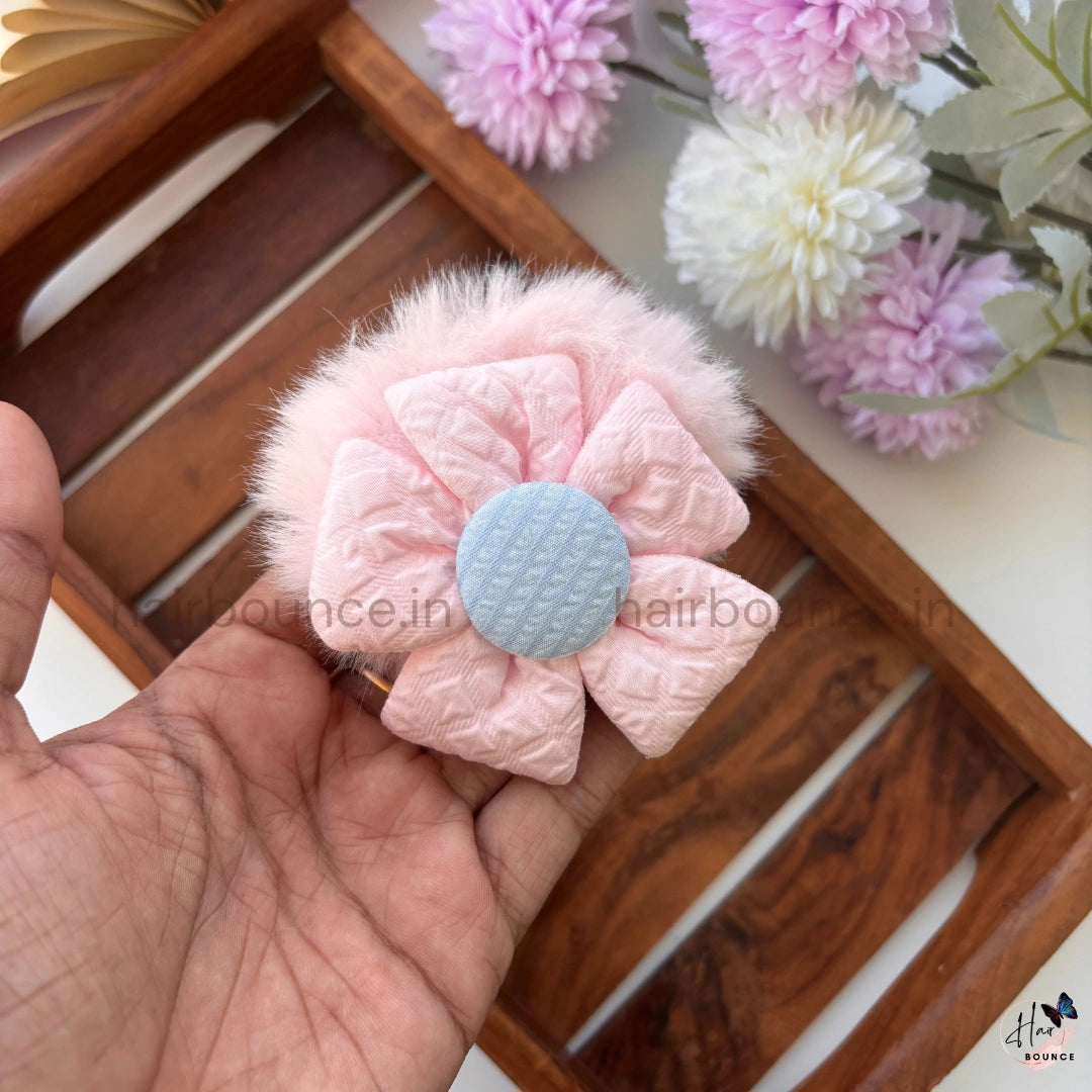 Petal Puff Fur Scrunchie | Soft Plush Floral Hair Scrunchie for Women & Girls