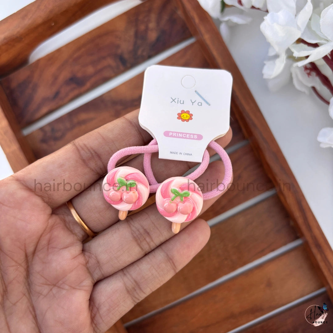 Cute 3D Cartoon Ponytail Rubber Bands for Girls – Pack of 2