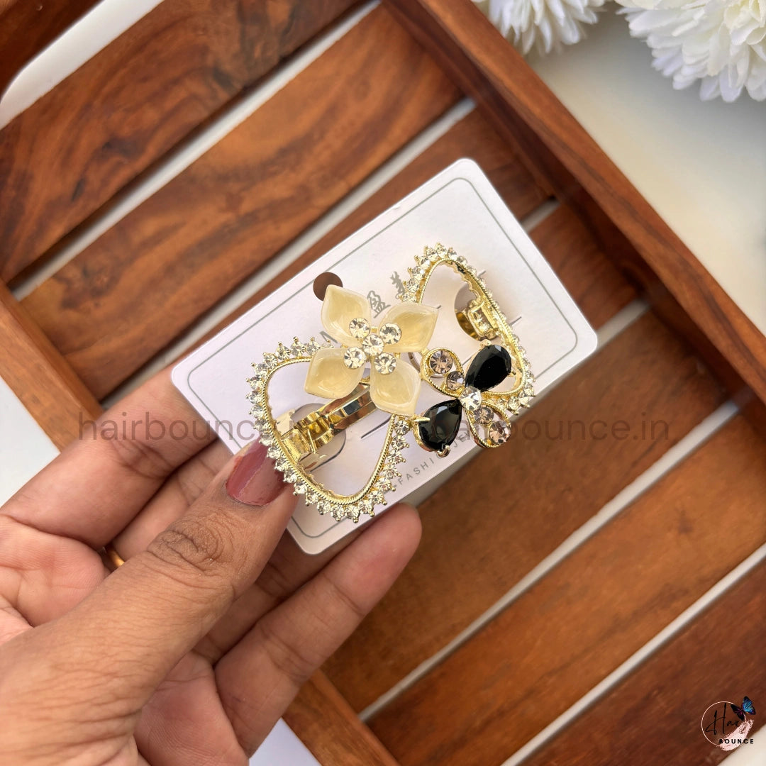 Crystal Bloom Heart Luxe Hair Clip