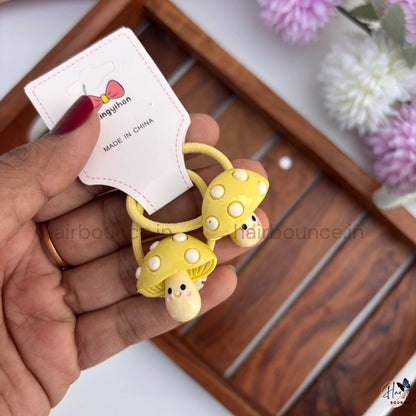 Cute Mushroom Hair Ties for Girls – Pack of 2