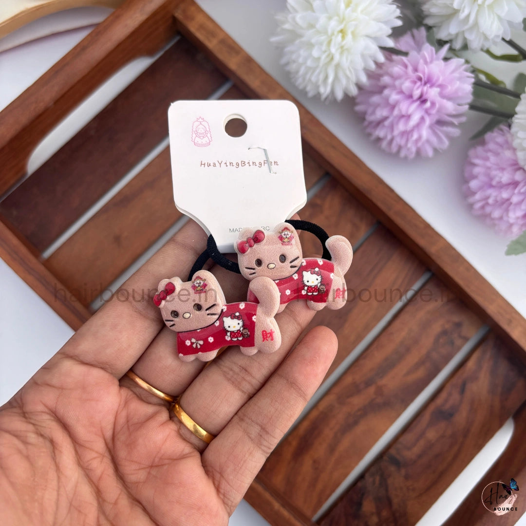 Kitty Charm Kids Hair Ties