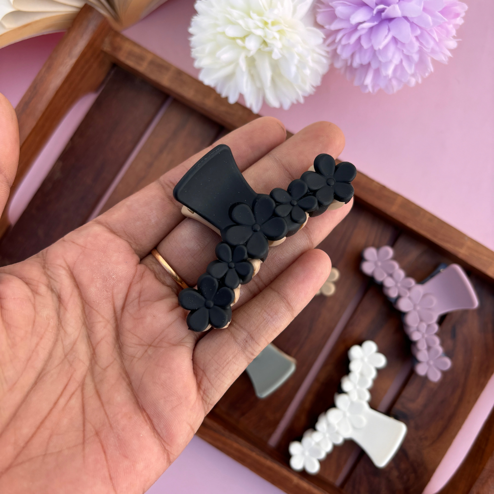 Dual Colour Loop Flower Hair Claw - Medium