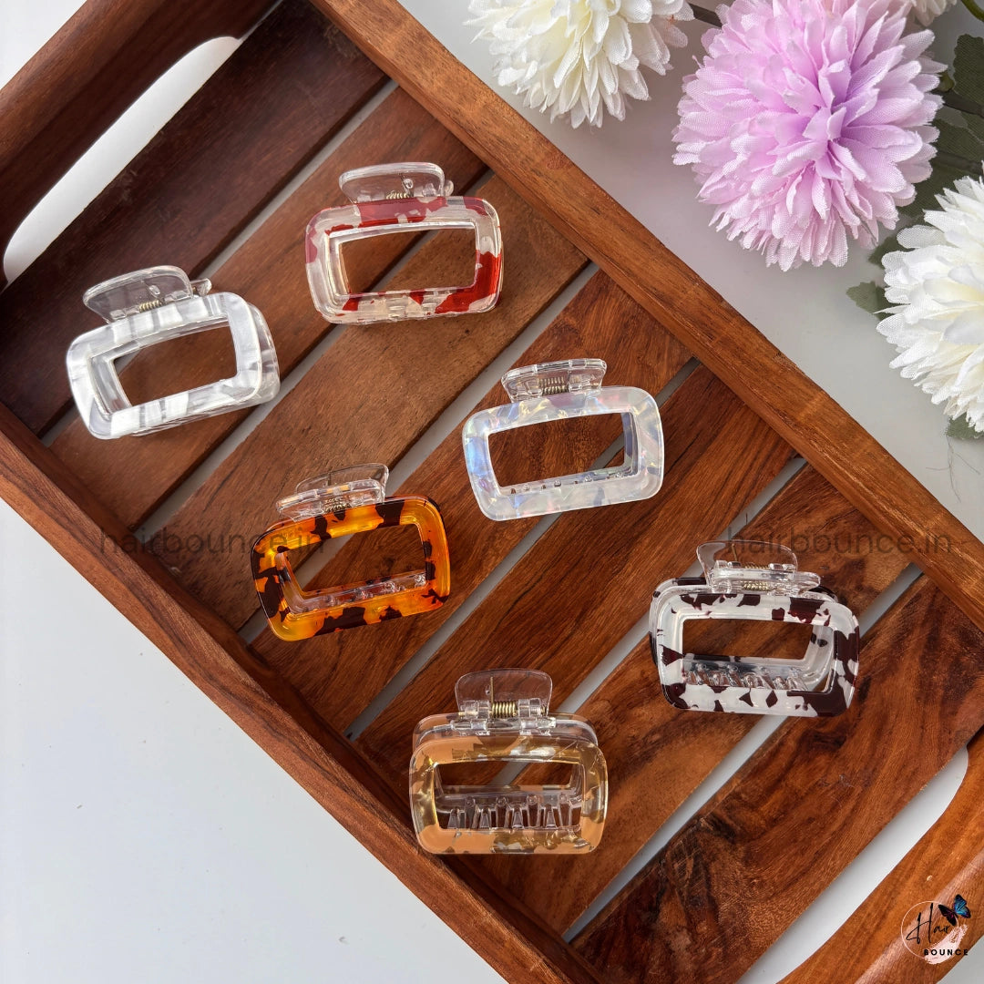 Marble Finish Square Hair Claw - Medium