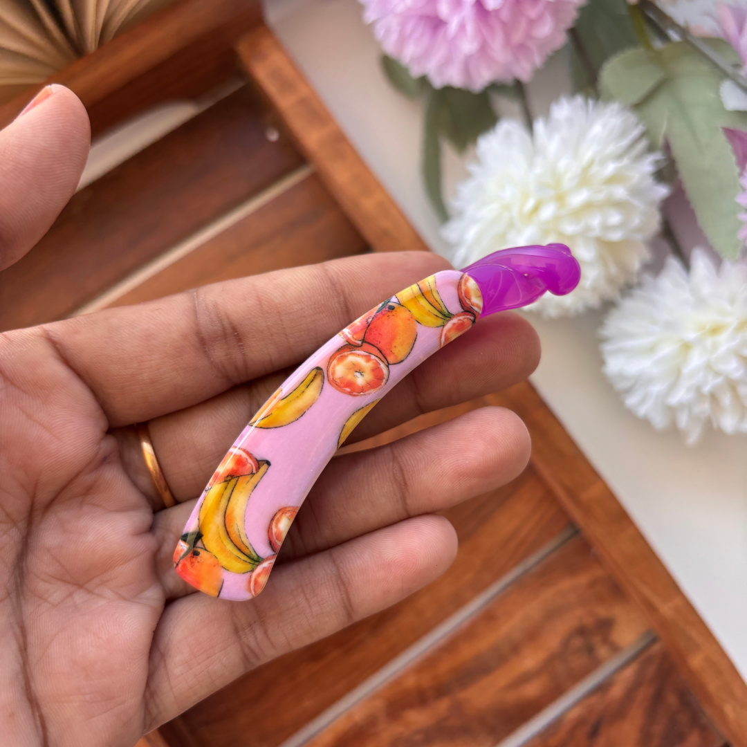 Fruits Printed Banana Clip - Medium