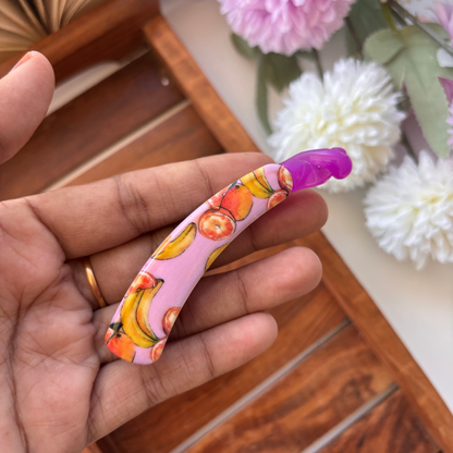 Fruits Printed Banana Clip - Medium