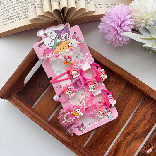 Pink Bunny Friends Hair Accessory Set – 8 Pcs