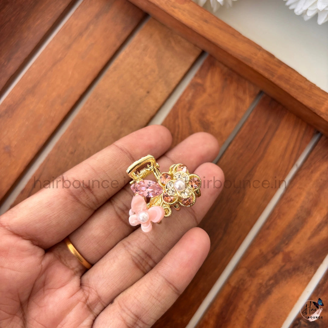 Crystal Pearl Garden Hair Claw – Small