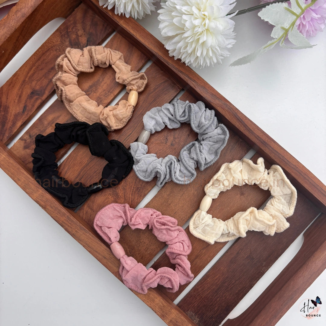 Soft Crinkle Fabric Hair Scrunchies for Women & Girls