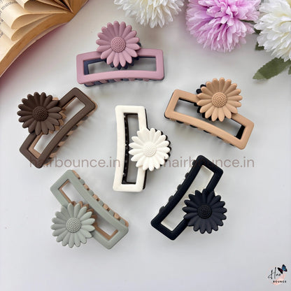 Dual-Colour Sunflower Rectangle Hair Claw – Medium