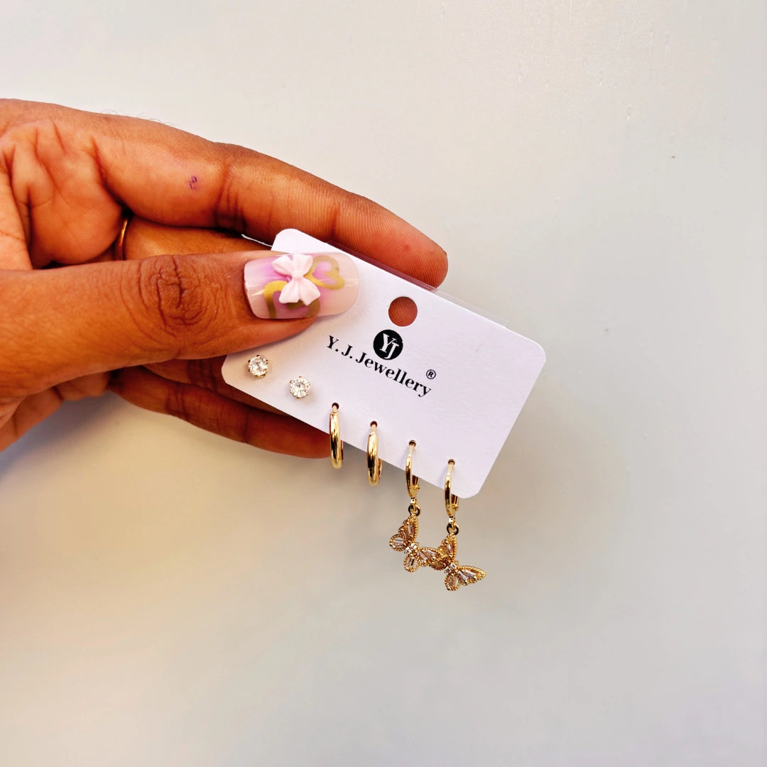 Shimmering Butterfly Hoop Set - Set of 3