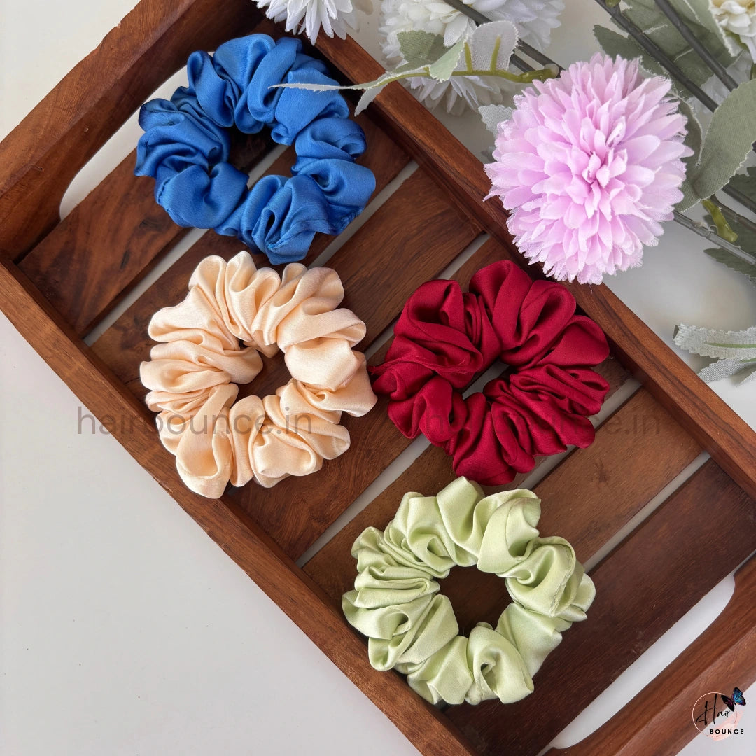 Luxe Satin Scrunchies – Pack of 5 / Small