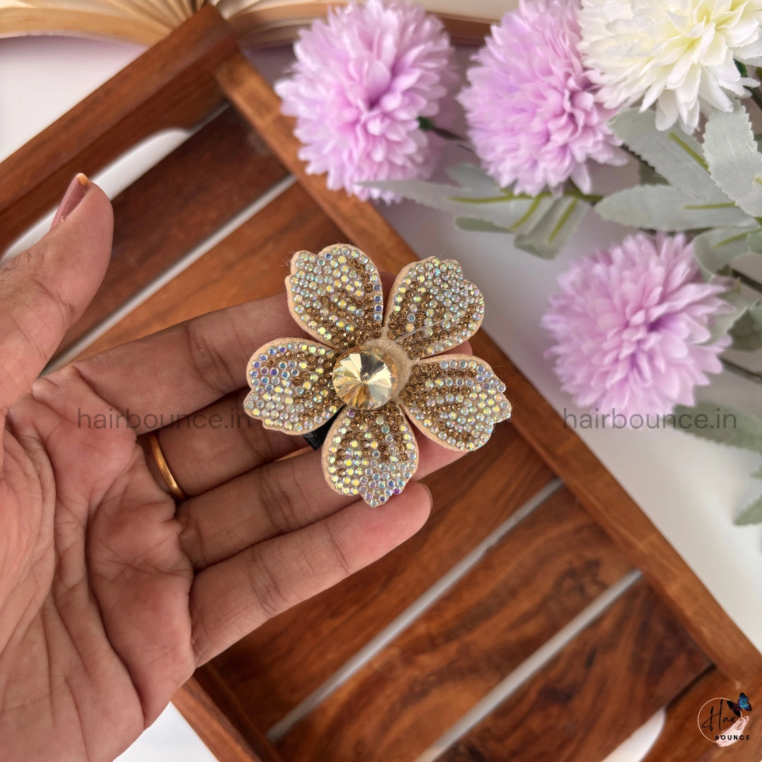 Crystal Bloom Flower Alligator Clip
