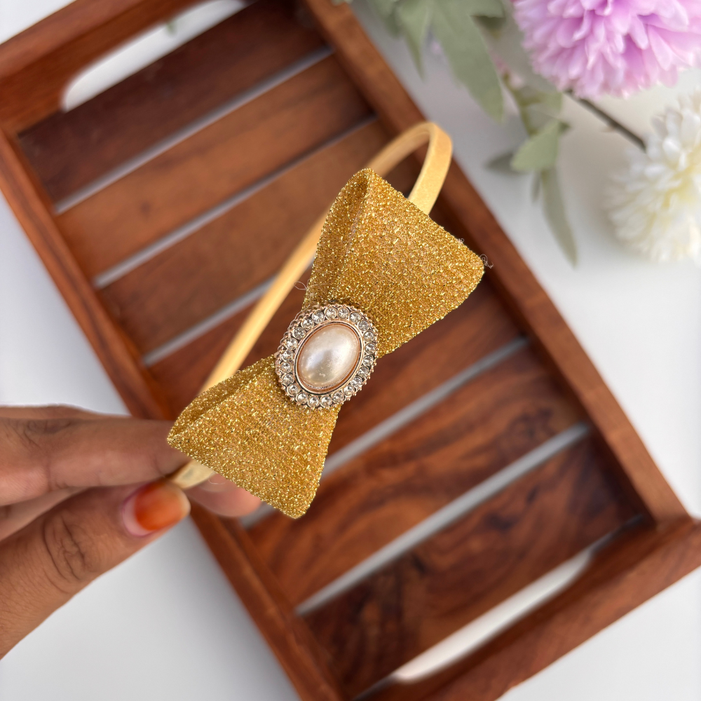 Glitter Bow Pearl Headband