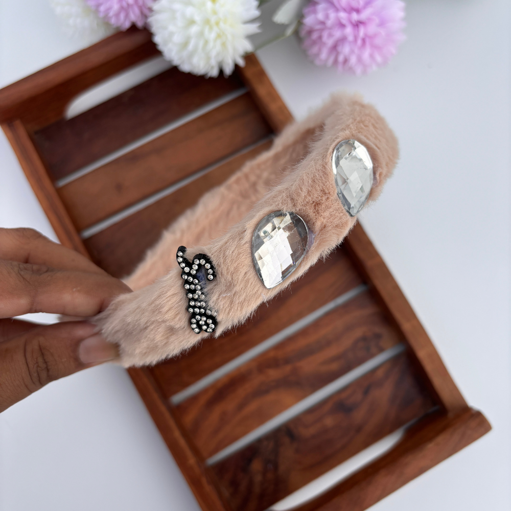Glam Furry Jewel Headband