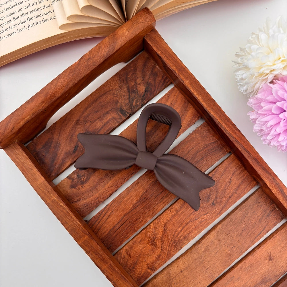 Nude Shades Bow Hair Claw - Large