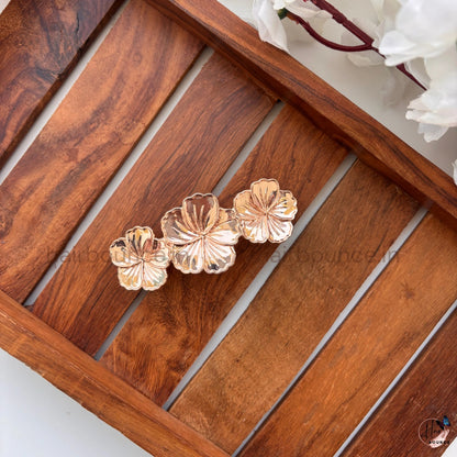 Lustre Bloom Metallic Floral Center Hair Clip