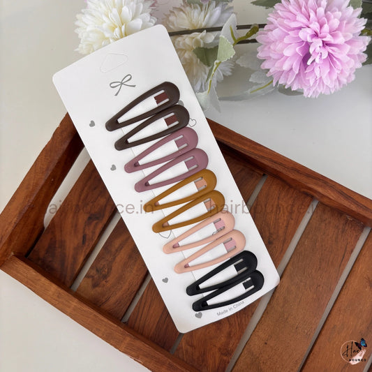 Matte Finish Snap Hair Clips Set – Neutral & Pastel Tic Tac Pins (Pack of 10) for Girls & Women